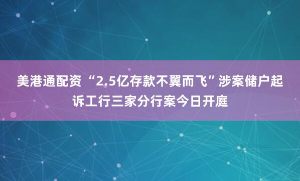 美港通配资 “2.5亿存款不翼而飞”涉案储户起诉工行三家分行案今日开庭