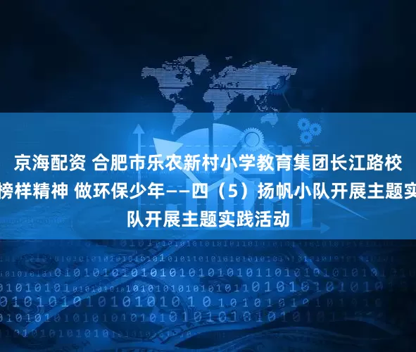 京海配资 合肥市乐农新村小学教育集团长江路校区：学榜样精神 做环保少年——四（5）扬帆小队开展主题实践活动